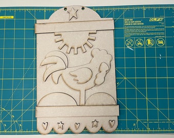 Country Rooster Unfinished MDF Wall Hanger Kit