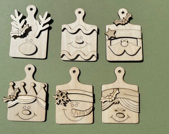 Wood 3D Unfinished Mini Cutting Board Christmas Cutouts for Tree, Gift Tags or Tiered Trays