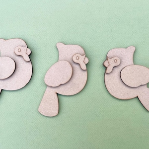 3 Unfinished MDF Wood Cardinal or Blue Bird Cutouts