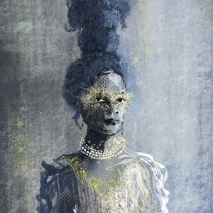 African Woman With Hair Bun Wall Art For Living Room Grey Poster Entryway Wall Decor Contemporary Art