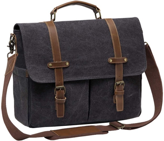Utility Canvas Messenger Bag,Medium Briefcase, Crossbody Tool Bag Shoulder  Bag, Lots Pockets Organizer Everyday Satchel Bag, Work College for Men