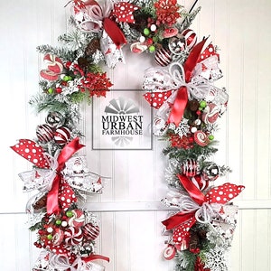 Whimsical Garland|Christmas Door Garland|Christmas Mantle Garland|Christmas Gnomes Garland|Christmas Farmhouse Decor|Silver Bells|