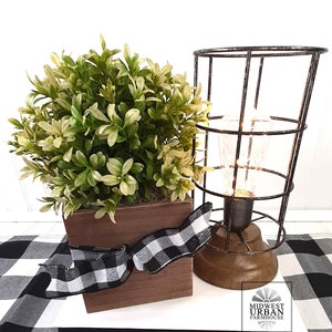 Farmhouse Boxwood|Table Accent|Farmhouse Decor|Office Decor|Plant Decor|Fixer Upper|Farmhouse Tabletop|Square Planter Box|Gifts For Her