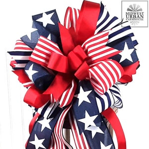 USA Bow/Fourth of July Bow/Patriotic Wreath Bow/Red, White, & Blue Bow/Americana Bow/USA Lantern Bow/Stars and Stripes Bow/Patriotic Bow