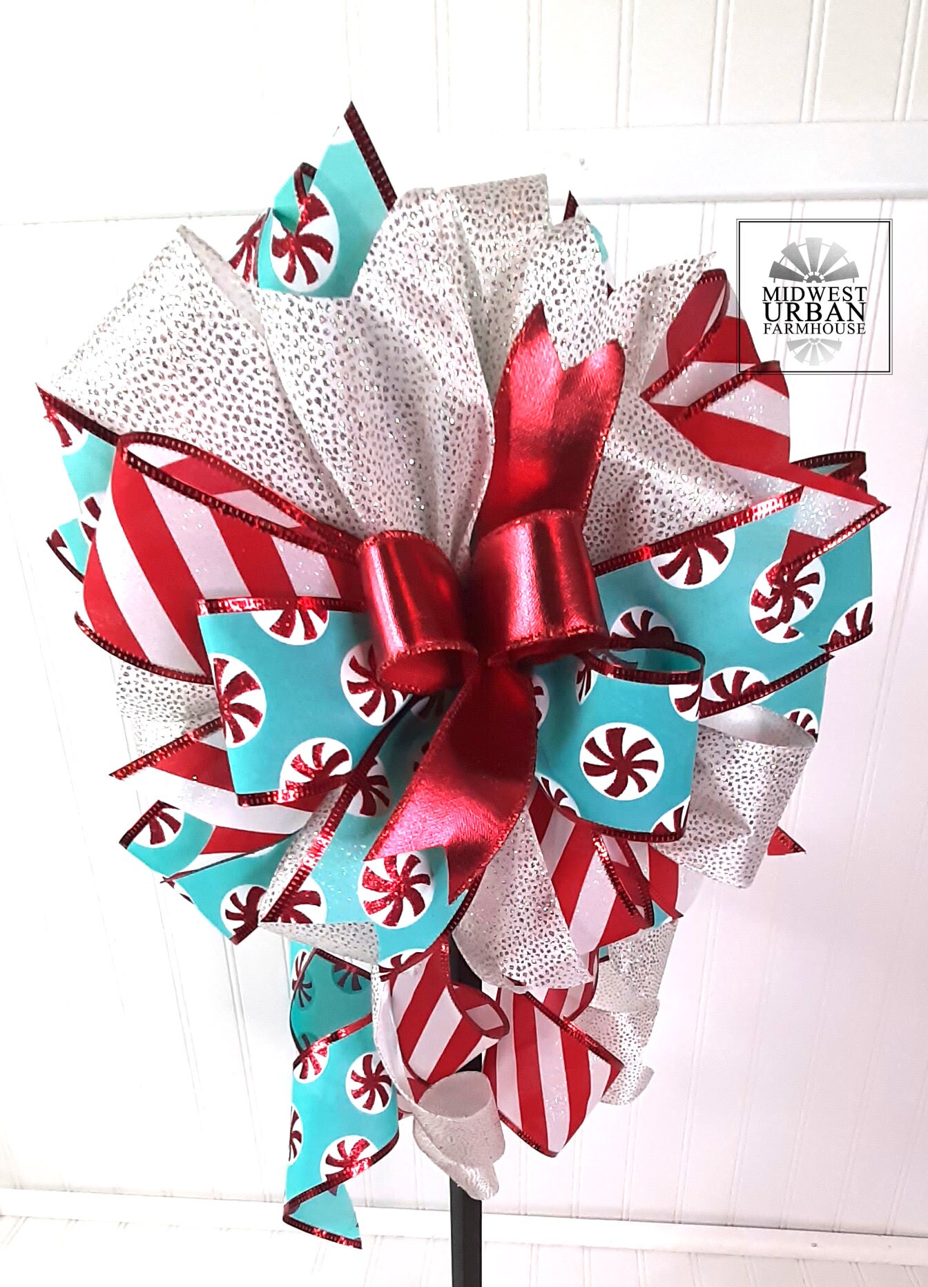 Peppermint Candy Tree Toppercandycane Lantern Topperwinter Etsy