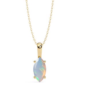 Natural Opal Marquise Shape Engagement Pendant | 14K Rose Gold Opal Pendant | Opal Necklace | Handmade Opal Pendant | Opal Wedding Pendant