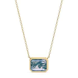 Moosachat Anhänger | 14K Gelbgold Moosachat Anhänger | Moos Achat Halskette | Moosachat Anhänger | Hochzeits-Anhänger