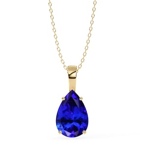 Natural Tanzanite Engagement Pendant | 14K Yellow Gold Tanzanite Pendant | Tanzanite Necklace  | Handmade Pendant | AAAA Tanzanite Pendant