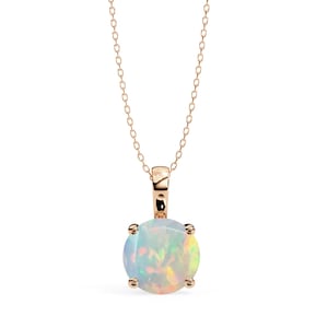 Natural Opal Engagement Pendant | 14K Rose Gold Opal Pendant | Opal Necklace | Handmade Opal Pendant | Opal Wedding Pendant | Gifts For Wife