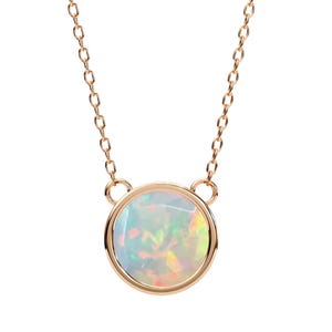 Natural Opal Engagement Pendant | 14K Rose Gold Opal Pendant | Opal Necklace | Handmade Opal Pendant | Opal Wedding Pendant | Gifts For Wife