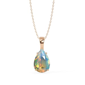 Natural Pear Shape Opal Pendant | 14K Rose Gold Opal Pendant | Opal Necklace  | Opal Handmade Pendant | Anniversary Pendant | Gift For Wife