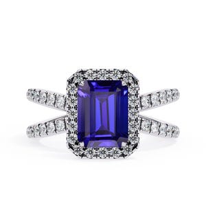 1.8Ct Natural Tanzanite Engagement Ring | 14K Solid White Gold Tanzanite & Diamond Ring | AAAA Tanzanite Ring | December Birthstone