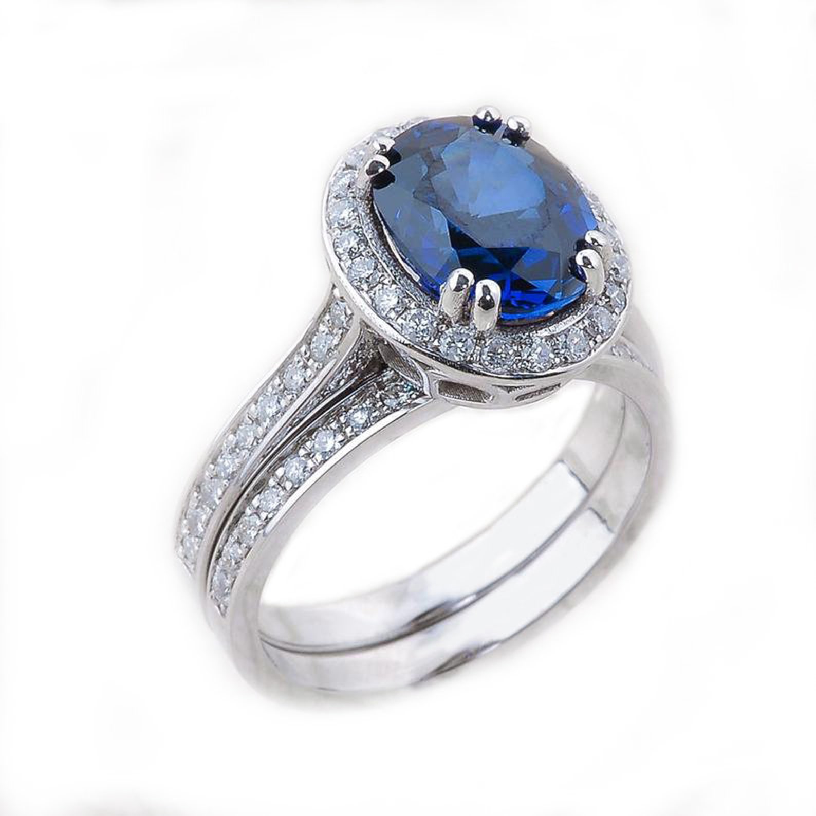 Tanzanite Ring Set 14K White Gold Tanzanite Engagement Ring Etsy