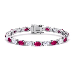 Sterling Silver Ruby Tennis Bracelet | Oval Lab-Grown Gemstone