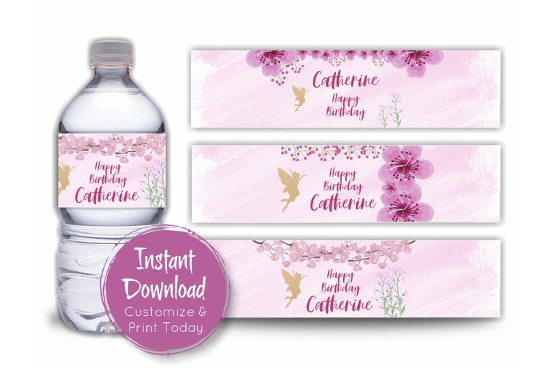 Printable Water Bottle Labels Happy Birthday Editable Water | Etsy