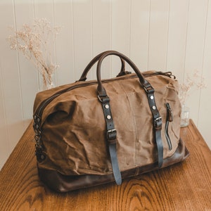 Duffle Bag Waxed Canvas & Leather Weekender Mens Womens - Etsy