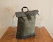 Roll Top Backpack Waxed Canvas & Leather | Men Women Rucksack Rolltop Green Cycling Bag Daypack | Vintage Rustic Heritage Bags | OLDFIELD 