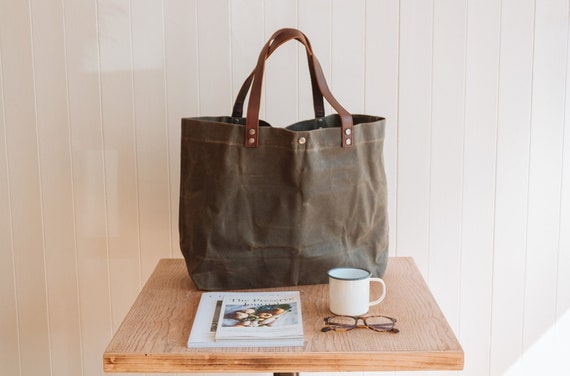 Canvas and leather tote bags deals