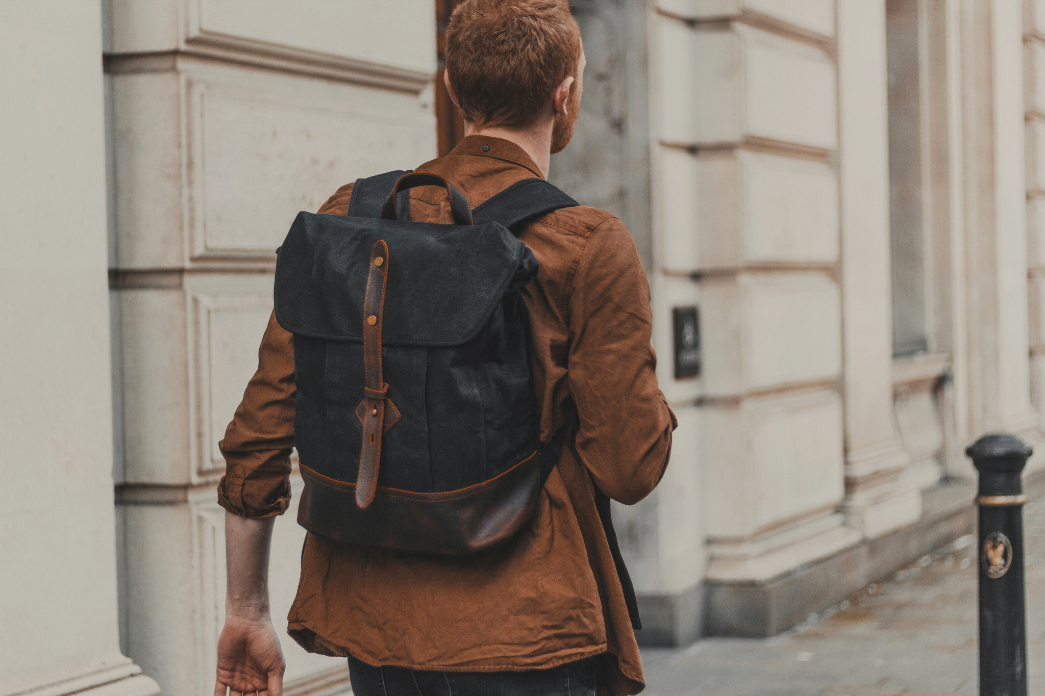 Waxed Canvas & Leather Backpack Brown Drawstring Top Loader | Etsy