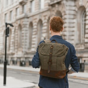 Waxed Canvas & Leather Backpack Brown Drawstring Top Loader - Etsy