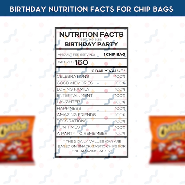 Chip Bag Nutrition Facts Etsy