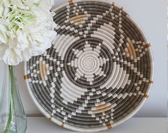 Rwanda African Basket - Grey Multi | Wall Basket | Storage Basket | Wall Decor | Woven Basket | Basket wall decor | Boho Basket