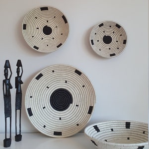 Rwanda African Basket - White & Black | Wall Basket | Storage Basket | Wall Decor | Woven Basket | Basket wall decor | Boho Basket