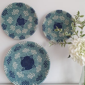 Rwanda Basket - Blue Multi | Wall Basket | Storage Basket | Wall Decor | Woven Basket | Basket wall decor | Boho Basket