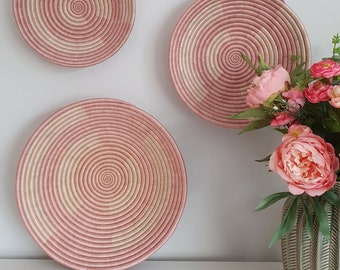 Rwanda African Basket - Abstract Pink | Wall Basket | Storage Basket | Wall Decor | Woven Basket | Basket wall decor | Boho Basket