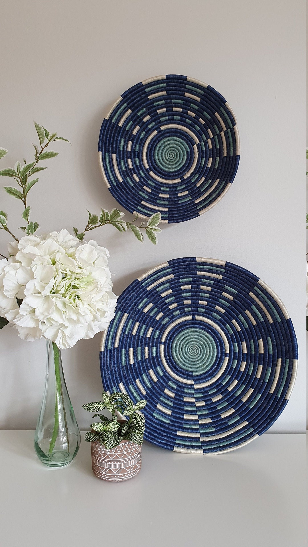 Rwanda African Basket - Blue Shades | Wall Basket | Storage Basket ...