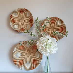 Rwanda Basket - Orange and White Petal | Wall Basket | Wall Decor | Woven Basket | Basket wall decor | Boho Basket