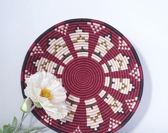 Red Multi Rwanda Basket - Handmade Sisal Wall Decor