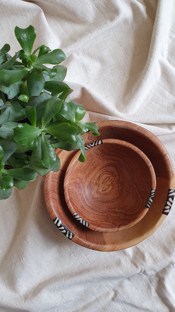 African Wooden Bowls | Salad Bowl | Snack Bowl - Set of 2