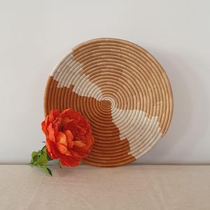 Rwanda African Basket - Cream Abstract | Wall Basket | Wall Decor | Woven Basket | Wall Hanging Basket