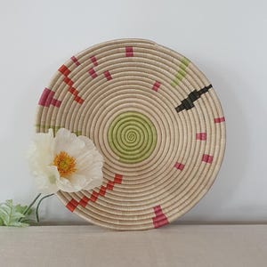Rwanda African Basket - Cream Abstract | Wall Basket | Wall Decor | Woven Basket | Wall Hanging Basket