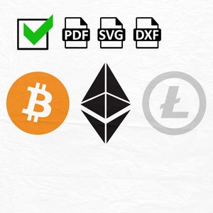 Bitcoin Svg, Ethereum Svg Logo, Litecoin Svg Logo, Bitcoin PDF/ SVG/DXF