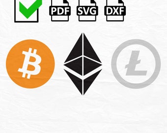 Bitcoin Svg, Ethereum Svg Logo, Litecoin Svg Logo, Bitcoin PDF/ SVG/DXF