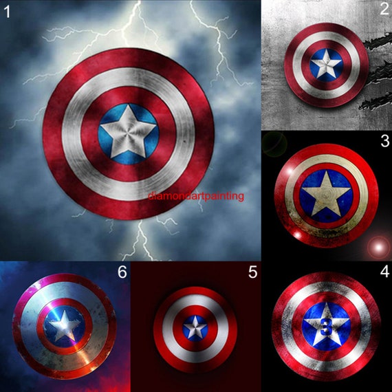 5d Full Diamond Painting Kit Captain America Shield Diamond Etsy