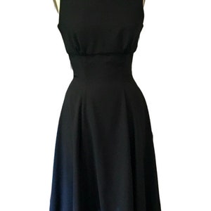 1950's Style Sleeveless Swing Dress, Size S Black Challis