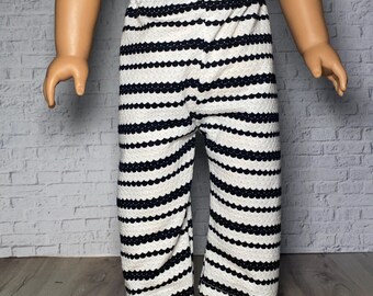 18 Inch Doll Clothes -- Black White Cute Stripe Striped Doll Lounge Pajama Bottoms Pants