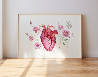 Heart Illustration with Watercolors | Digital Download | Boho Art