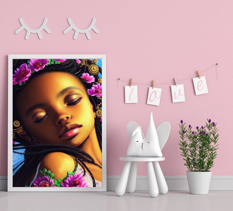 Black Girl Wall Art Digital Artwork AI Created Teen Girl Etsy