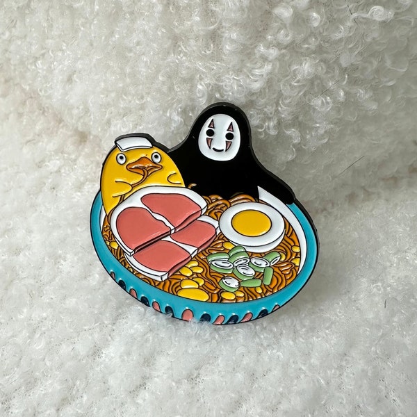 Spirited Away Kaonashi No-Face Man Faceless Enamel Metal Pin Japanese Anime Movie Themed Pin Tonkotsu Ramen