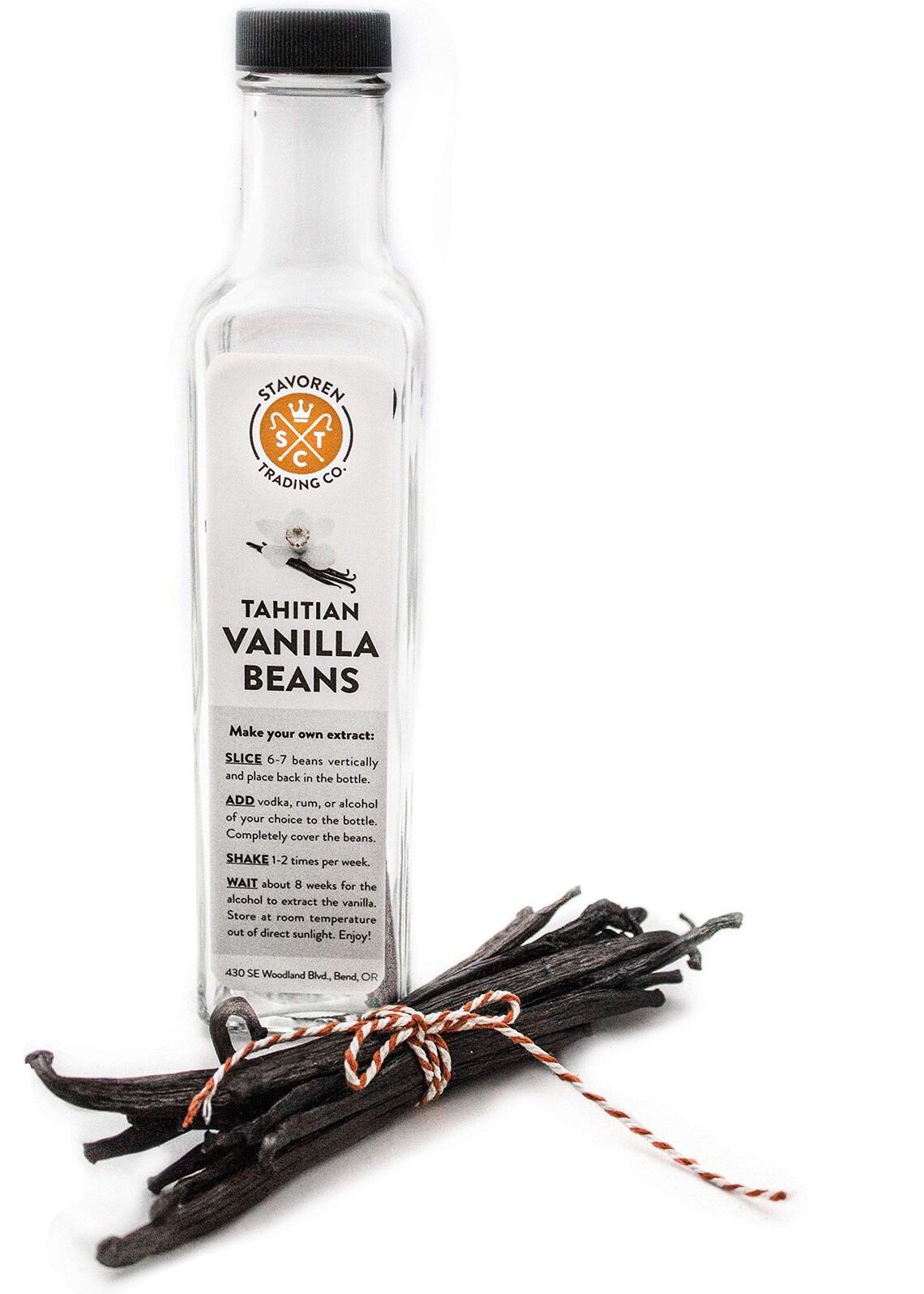 Tahitian Vanilla Extract Kit. Beans in 8oz Glass Bottle Gourmet Grade