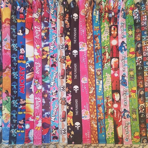 Walt Disney World Disneyland Pin Trading Lanyard! Various Styles To Choose From! 18 Inch Length! Tigger Eeyore Iron Man Cars Punisher Daisy