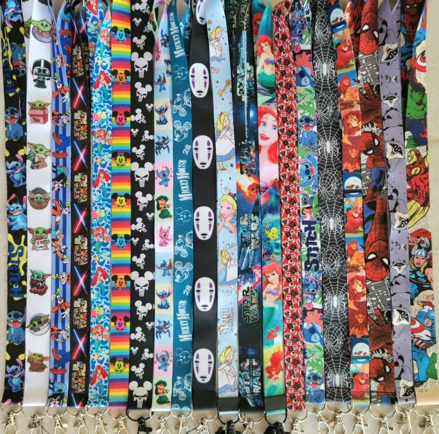 Walt Disney World Disneyland Pin Trading Lanyard! Various Styles To Choose From! 18 Inch Length! Star Wars Goofy Mickey Spider-Man Baby Yoda