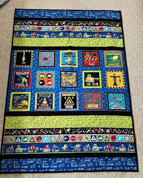Under Construction Theme Quilt Construction Theme Quilt for - Etsy