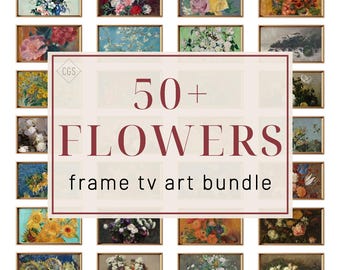 Conjunto de quadros vintage com flores para TV, coleção floral selecionada, mais de 50 pinturas antigas, imagens em 4K, galeria de arte clássica com buquês.