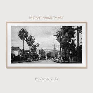 Hollywood TV Frame, Samsung TV Art Frame Digital Download, Los Angeles Black And White Digital Painting, US California Samsung Frame image 2