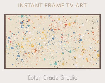 Moldura para TV Samsung, Arte de parede com respingos de cor, Design abstrato, Baixar Moldura para TV